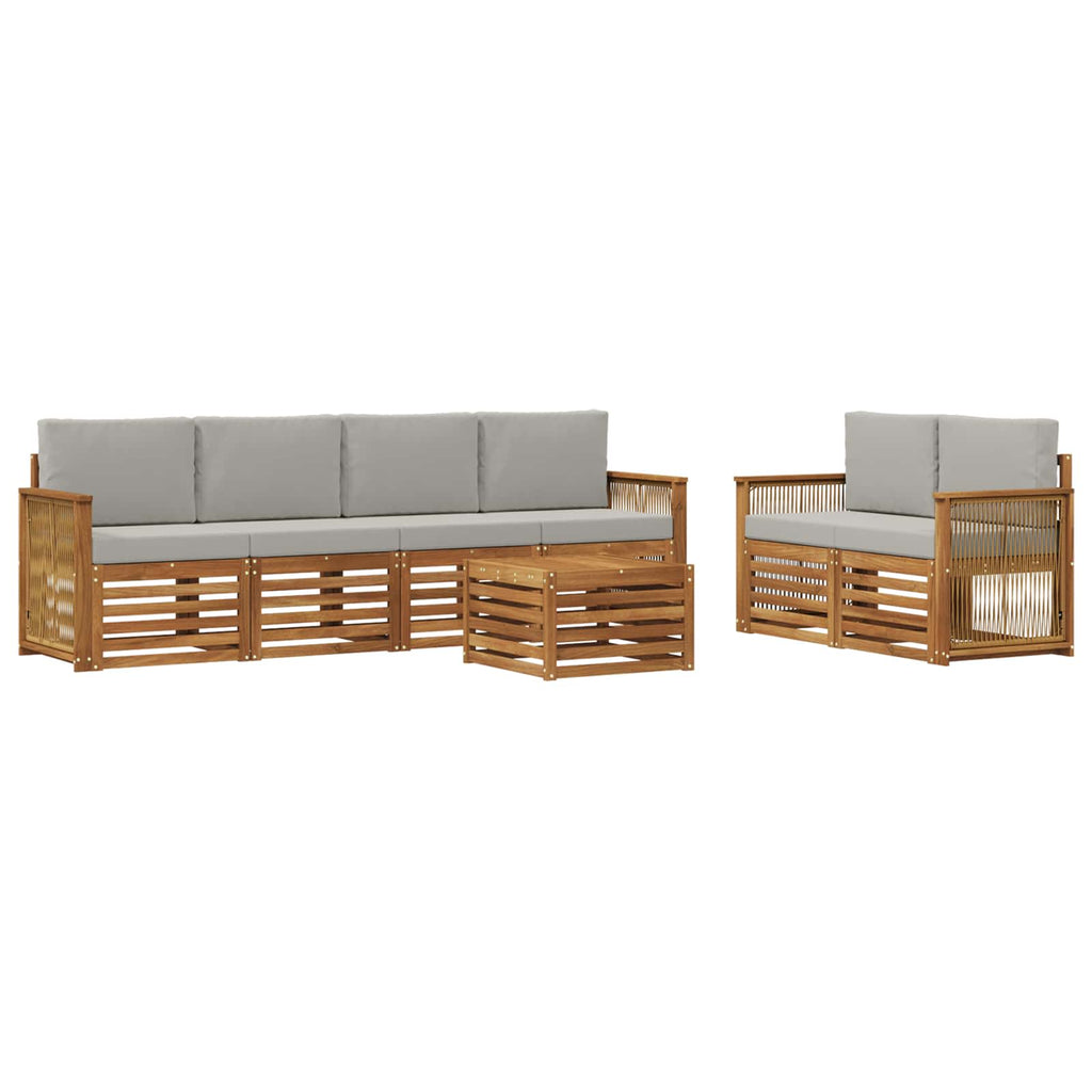 vidaXL Zestaw sof na zewnątrz z poduszką 7 pcs Naturalny i jasnoszary