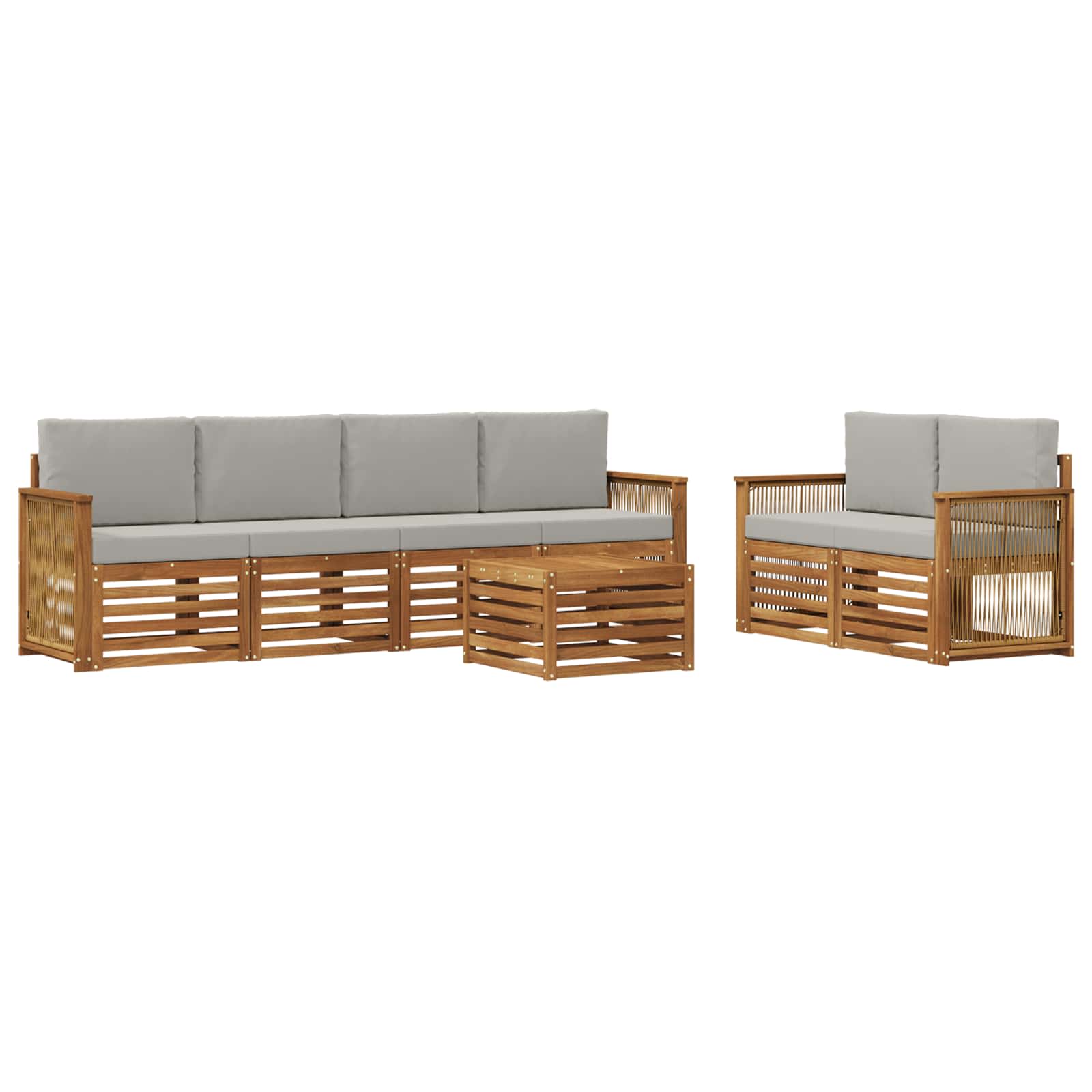 vidaXL Zestaw sof na zewnątrz z poduszką 7 pcs Naturalny i jasnoszary