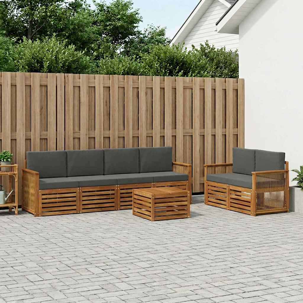 vidaXL Zestaw sof na zewnątrz z poduszką 7 pcs Naturalny i Antracytowy