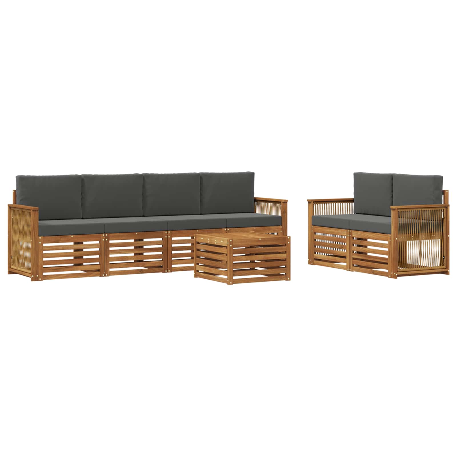 vidaXL Zestaw sof na zewnątrz z poduszką 7 pcs Naturalny i Antracytowy