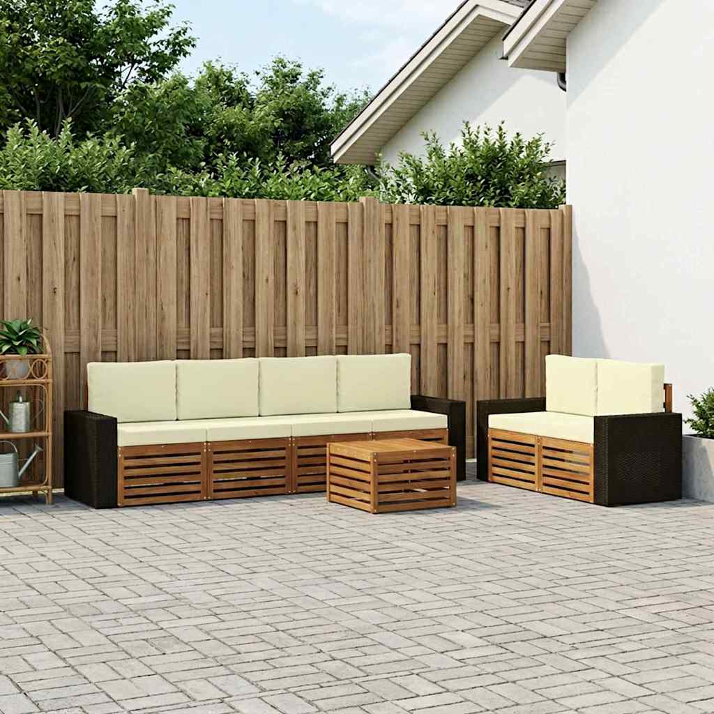 vidaXL Zestaw sof na zewnątrz z poduszką 7 pcs Naturalny i Kremowy
