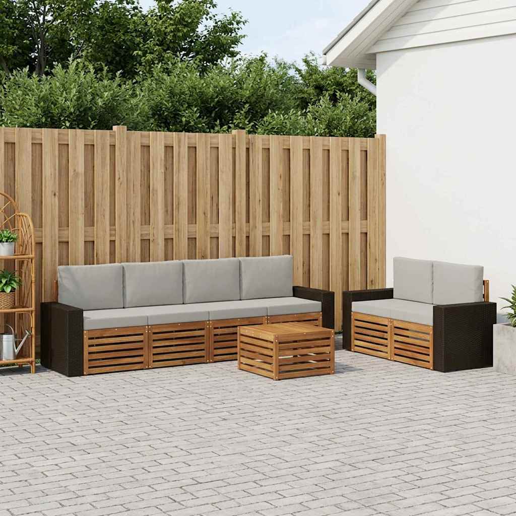 vidaXL Zestaw sof na zewnątrz z poduszką 7 pcs Naturalny i jasnoszary