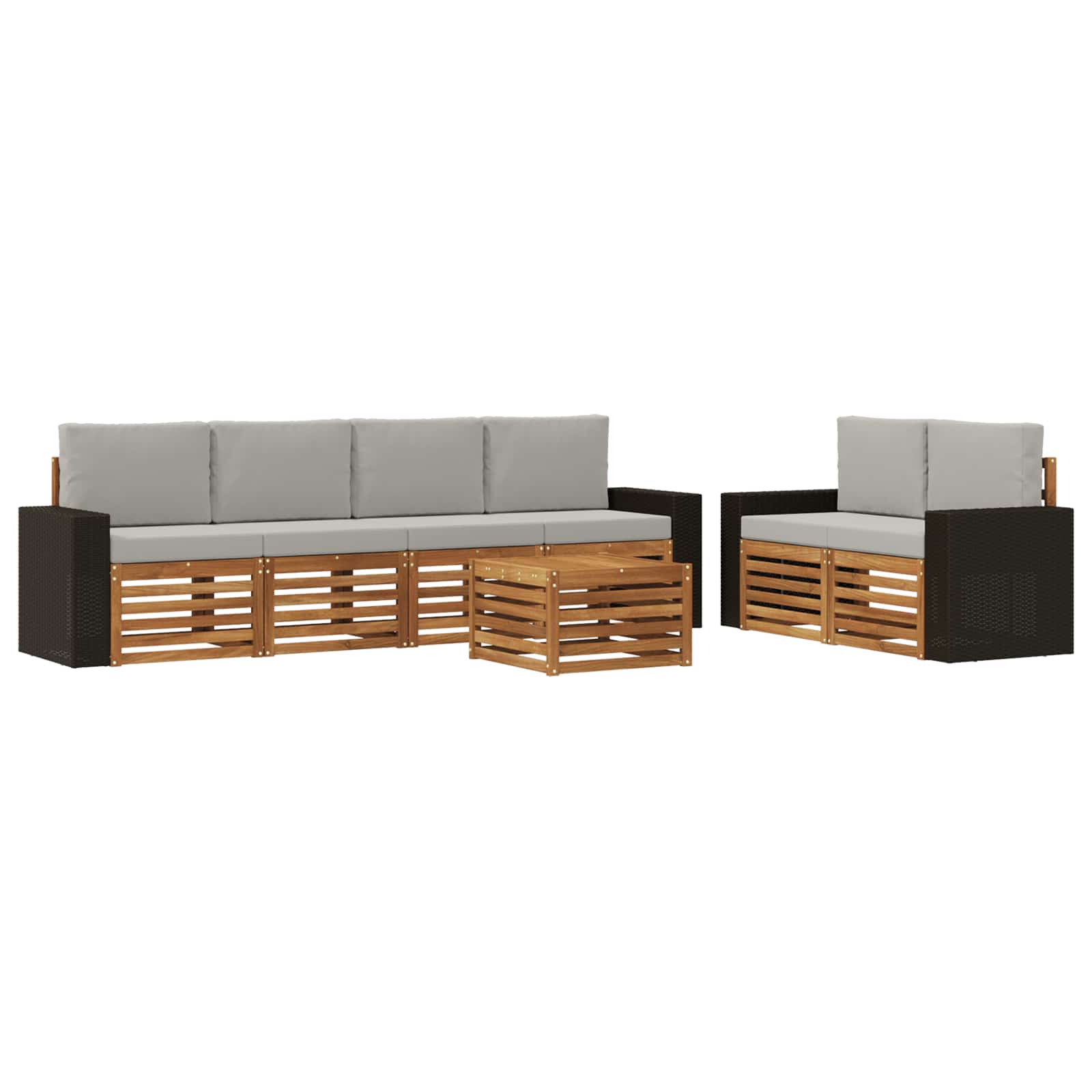 vidaXL Zestaw sof na zewnątrz z poduszką 7 pcs Naturalny i jasnoszary
