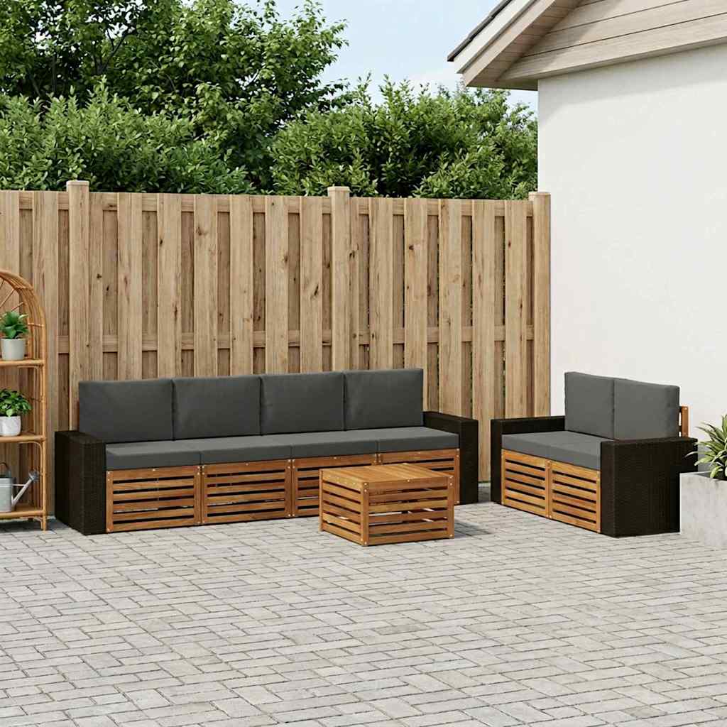 vidaXL Zestaw sof na zewnątrz z poduszką 7 pcs Naturalny i Antracytowy