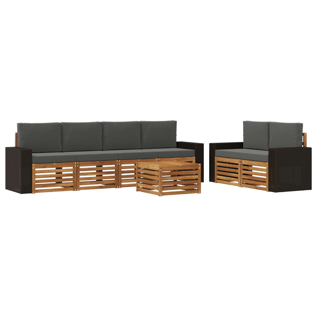 vidaXL Zestaw sof na zewnątrz z poduszką 7 pcs Naturalny i Antracytowy