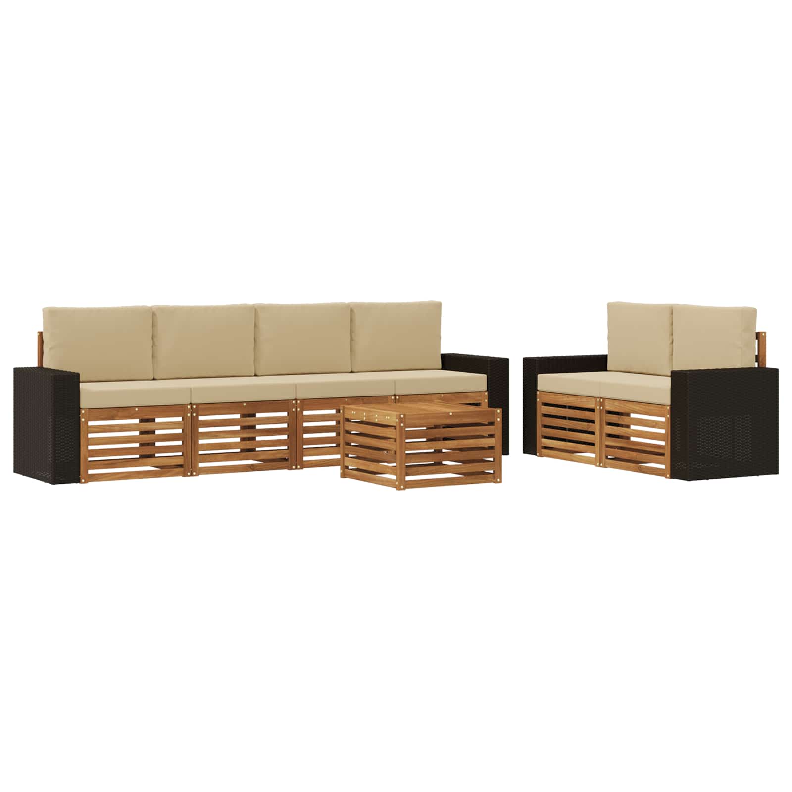 vidaXL Zestaw sof na zewnątrz z poduszką 7 pcs Naturalny i Beżowy
