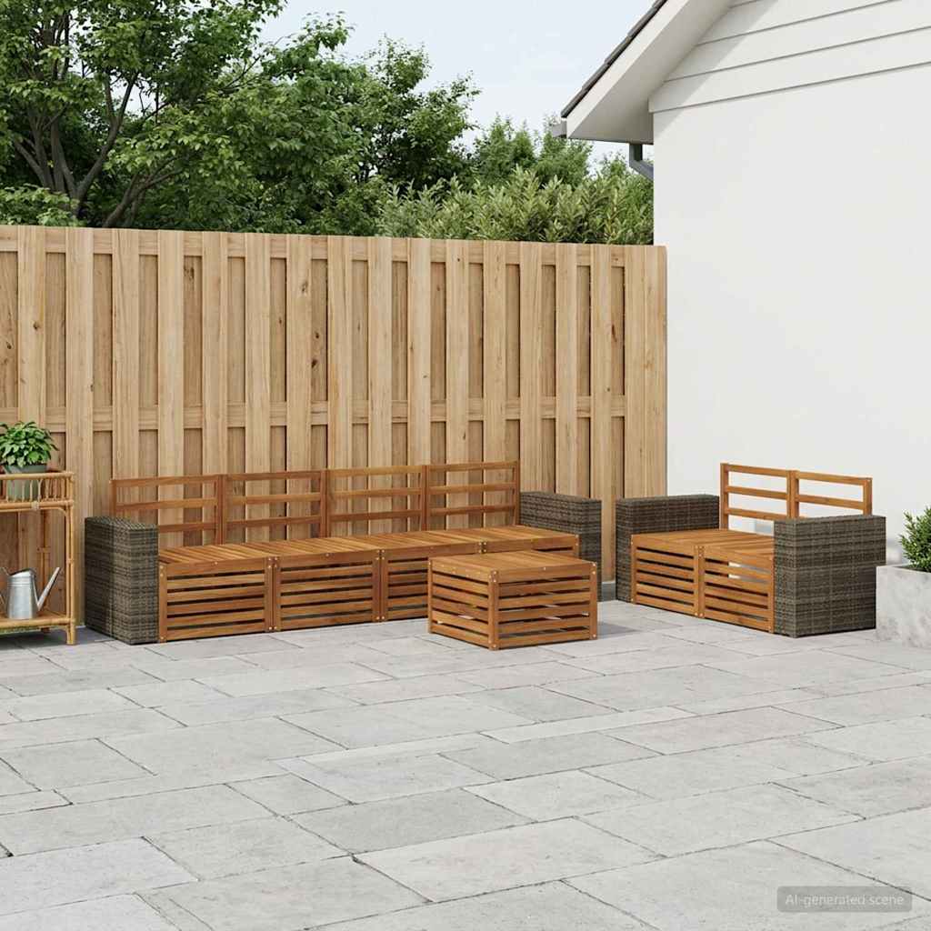 vidaXL Zestaw sof na zewnątrz 7 pcs naturalny Lite Drewno Akacji