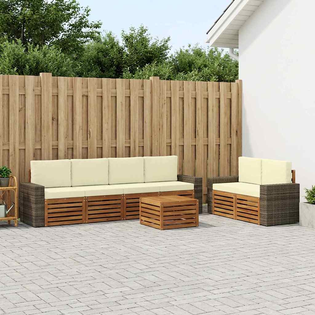 vidaXL Zestaw sof na zewnątrz z poduszką 7 pcs Naturalny i Kremowy