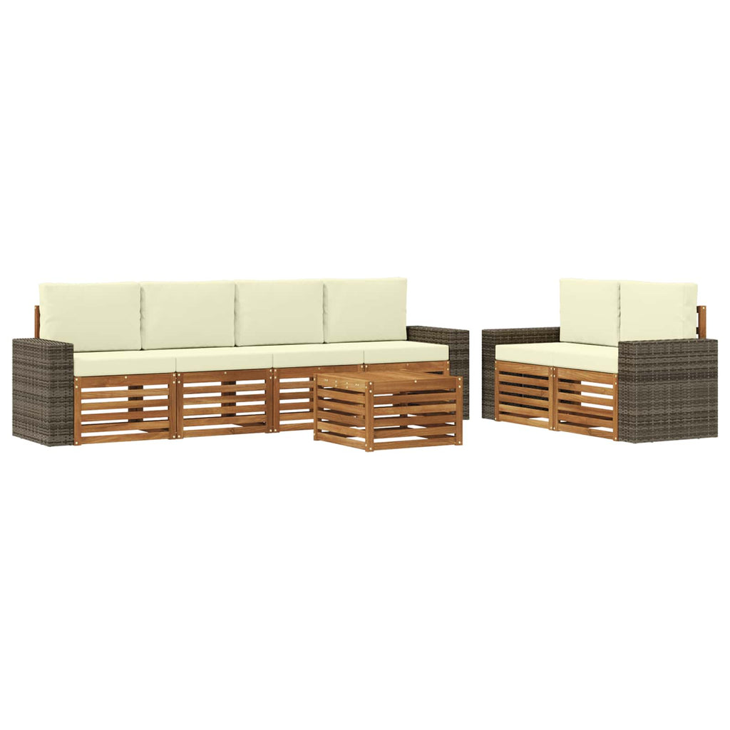 vidaXL Zestaw sof na zewnątrz z poduszką 7 pcs Naturalny i Kremowy
