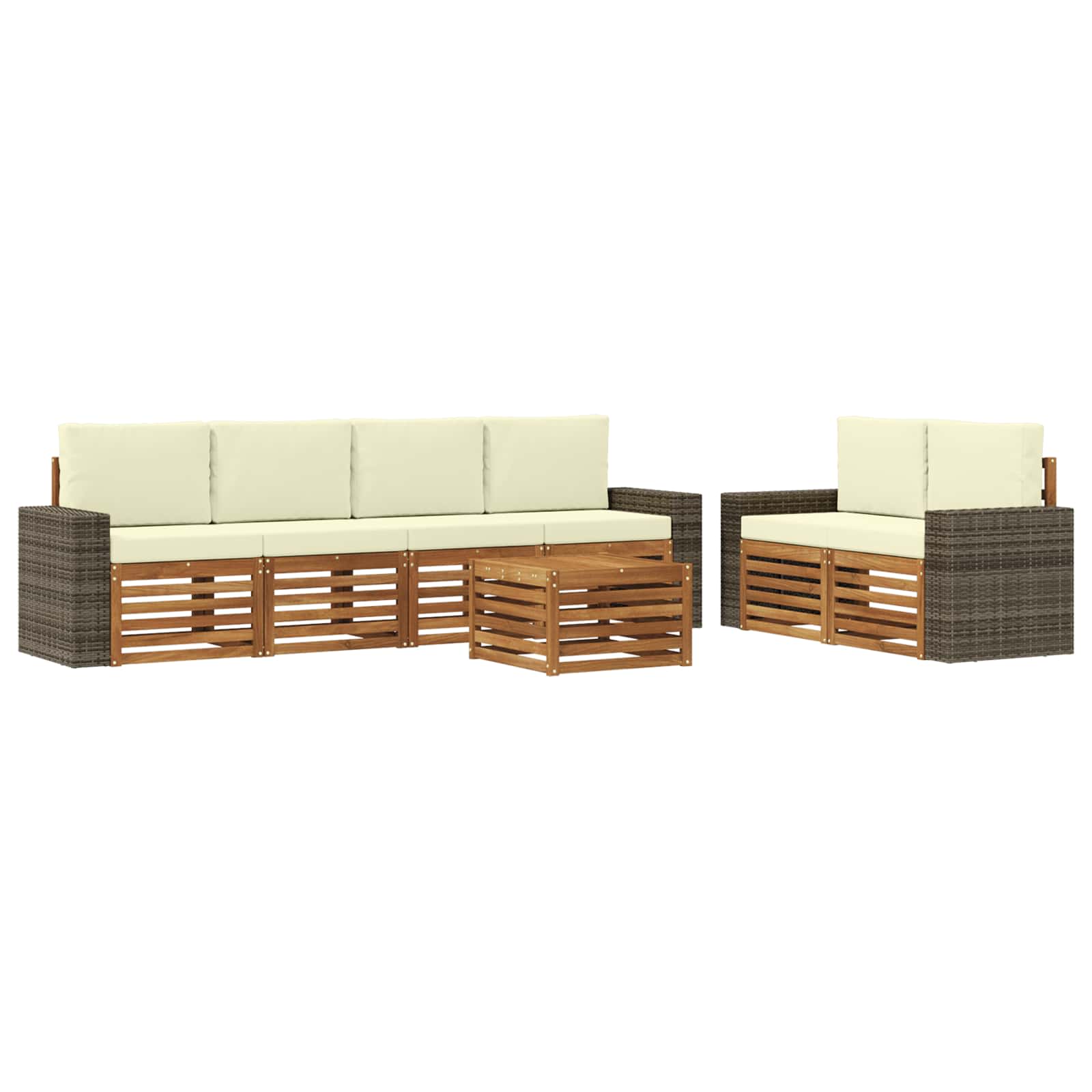 vidaXL Zestaw sof na zewnątrz z poduszką 7 pcs Naturalny i Kremowy