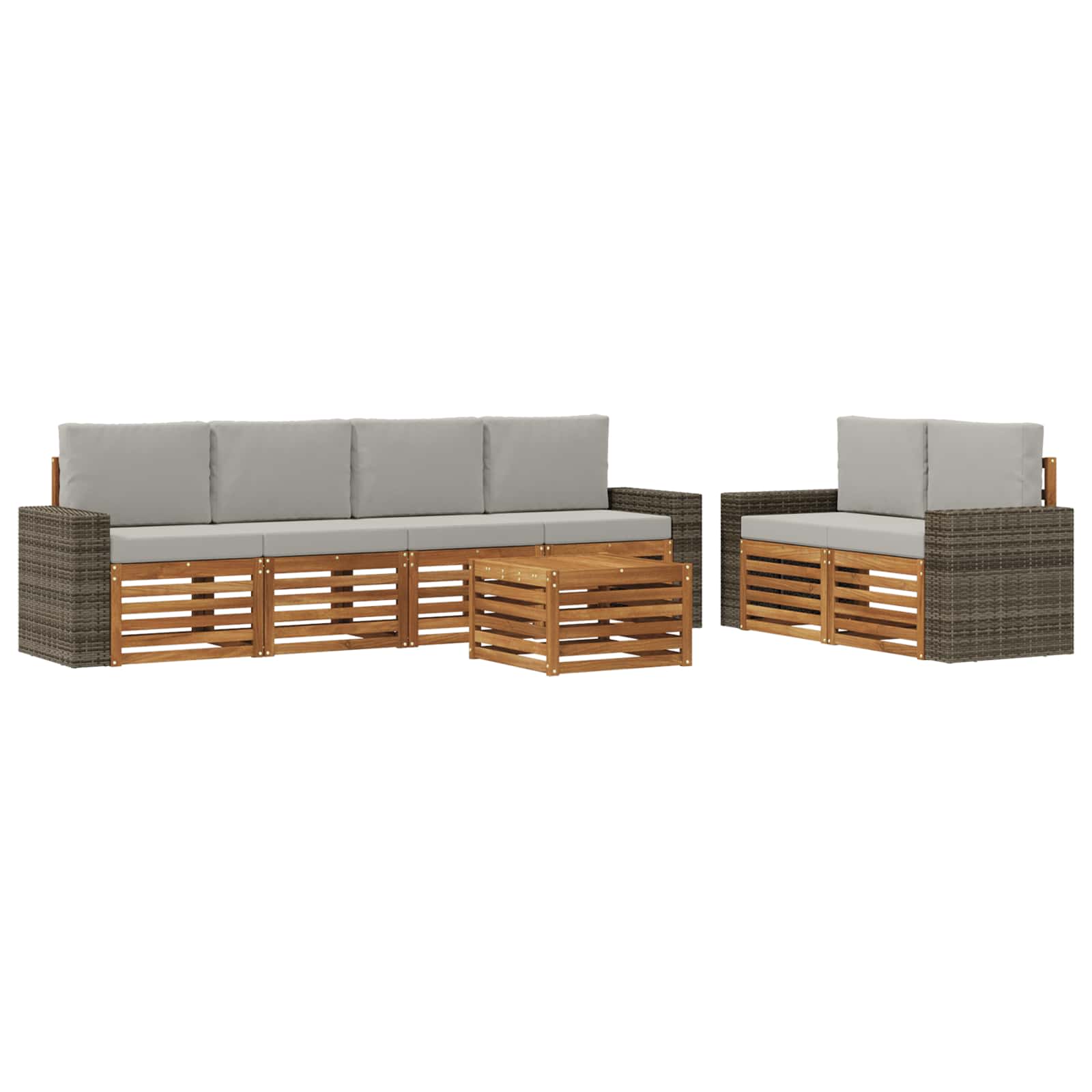 vidaXL Zestaw sof na zewnątrz z poduszką 7 pcs Naturalny i jasnoszary