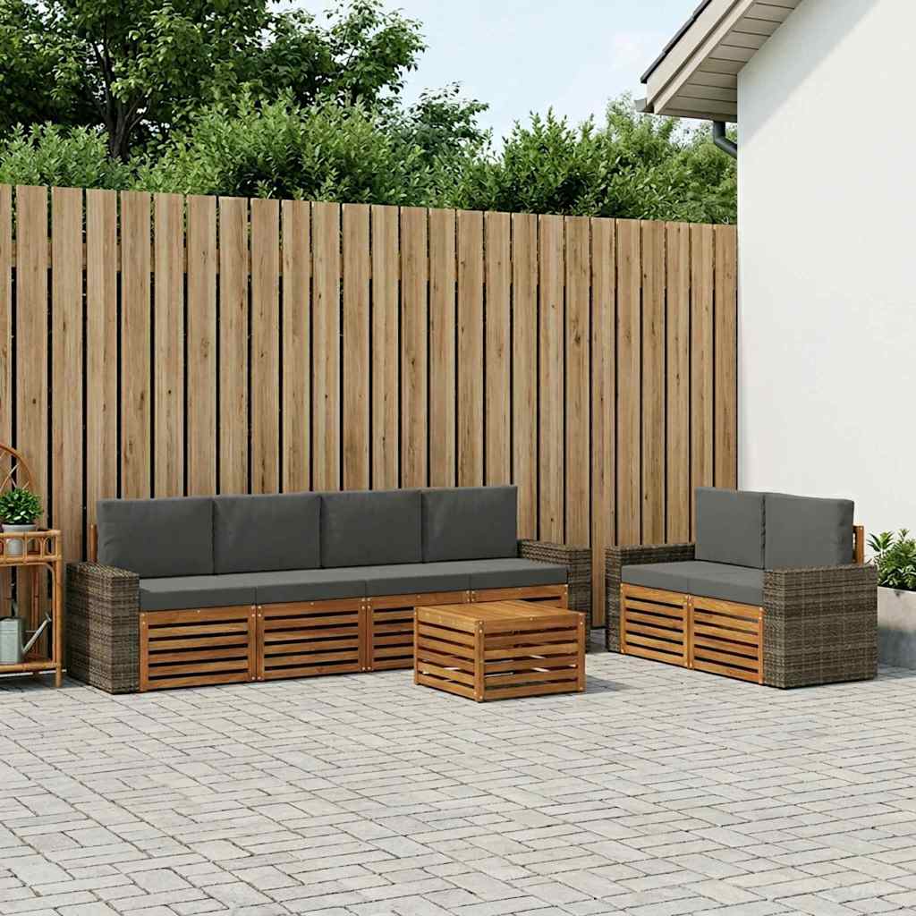 vidaXL Zestaw sof na zewnątrz z poduszką 7 pcs Naturalny i Antracytowy