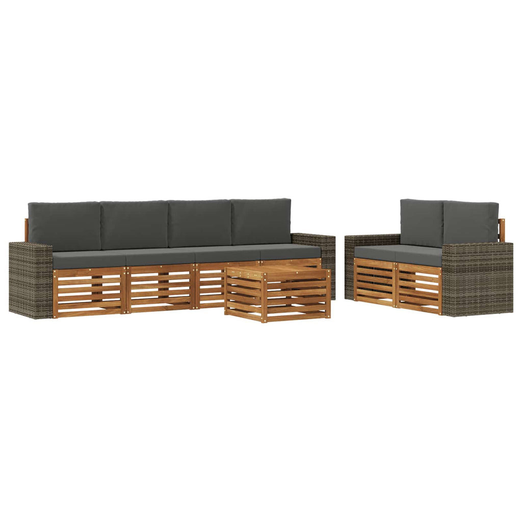 vidaXL Zestaw sof na zewnątrz z poduszką 7 pcs Naturalny i Antracytowy