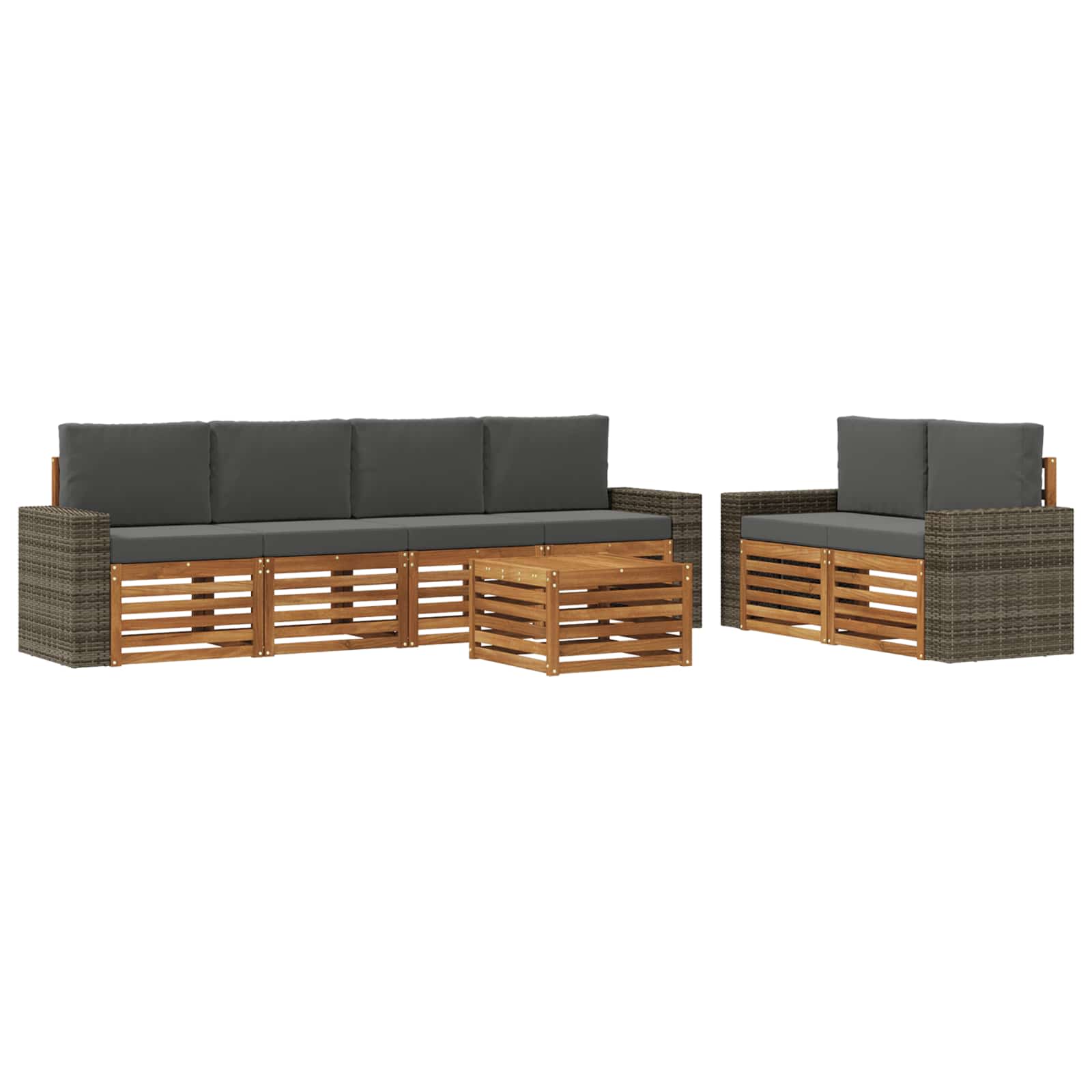 vidaXL Zestaw sof na zewnątrz z poduszką 7 pcs Naturalny i Antracytowy