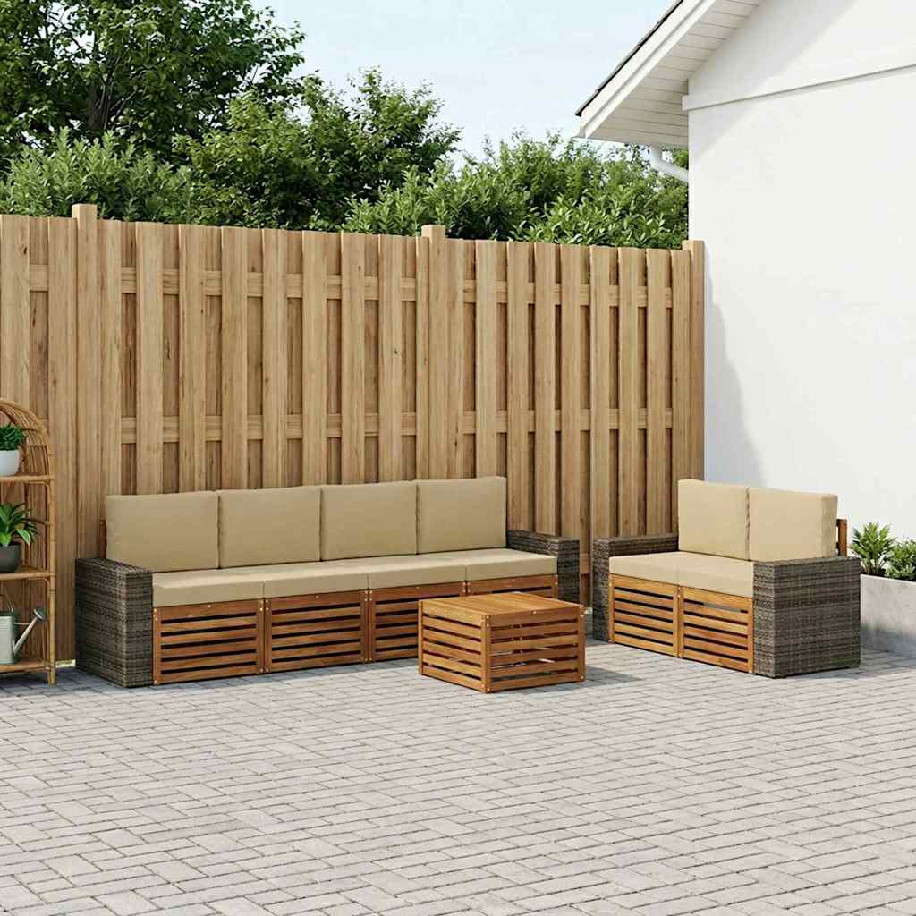 vidaXL Zestaw sof na zewnątrz z poduszką 7 pcs Naturalny i Beżowy