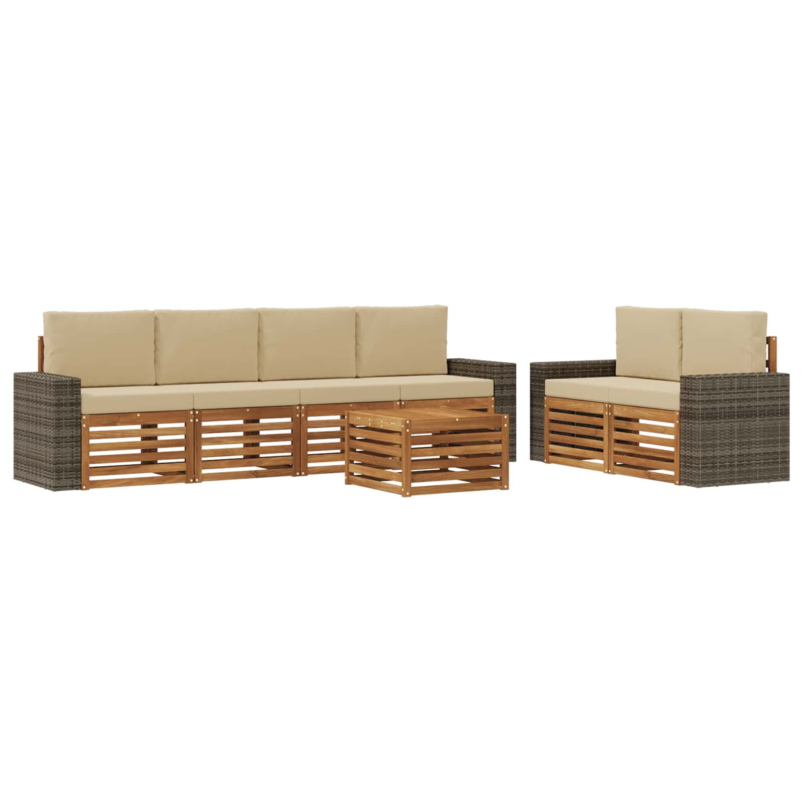 vidaXL Zestaw sof na zewnątrz z poduszką 7 pcs Naturalny i Beżowy