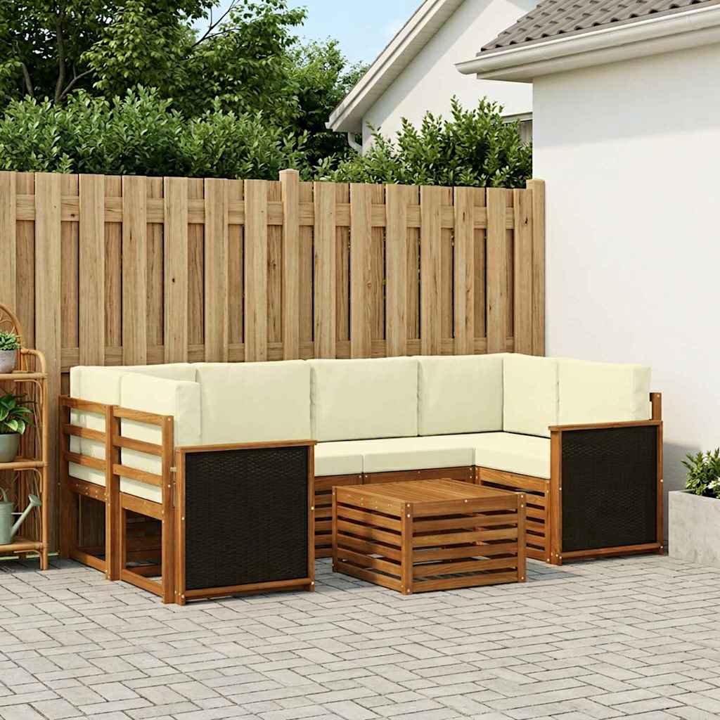 vidaXL Zestaw sof na zewnątrz z poduszką 7 pcs Naturalny i Kremowy