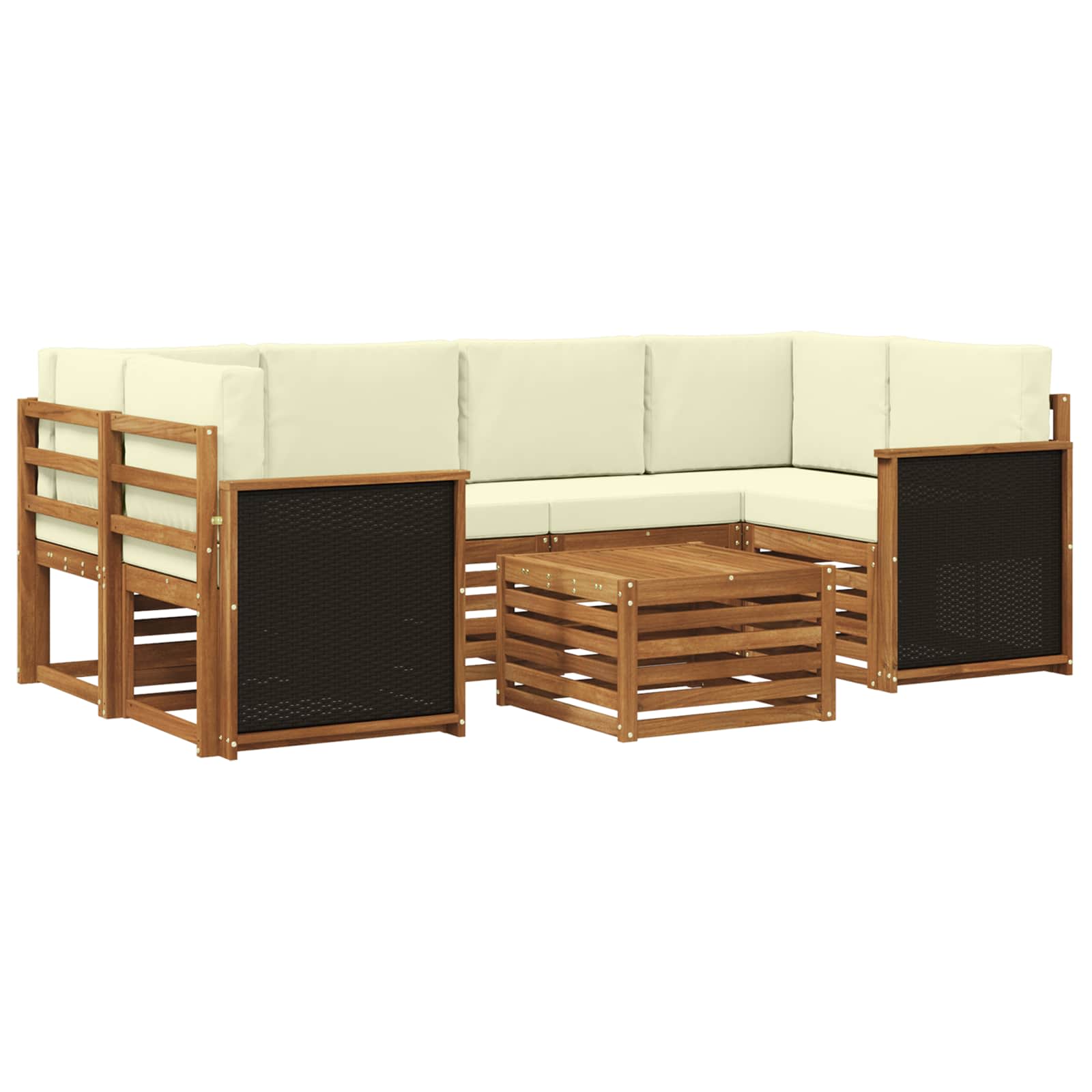 vidaXL Zestaw sof na zewnątrz z poduszką 7 pcs Naturalny i Kremowy