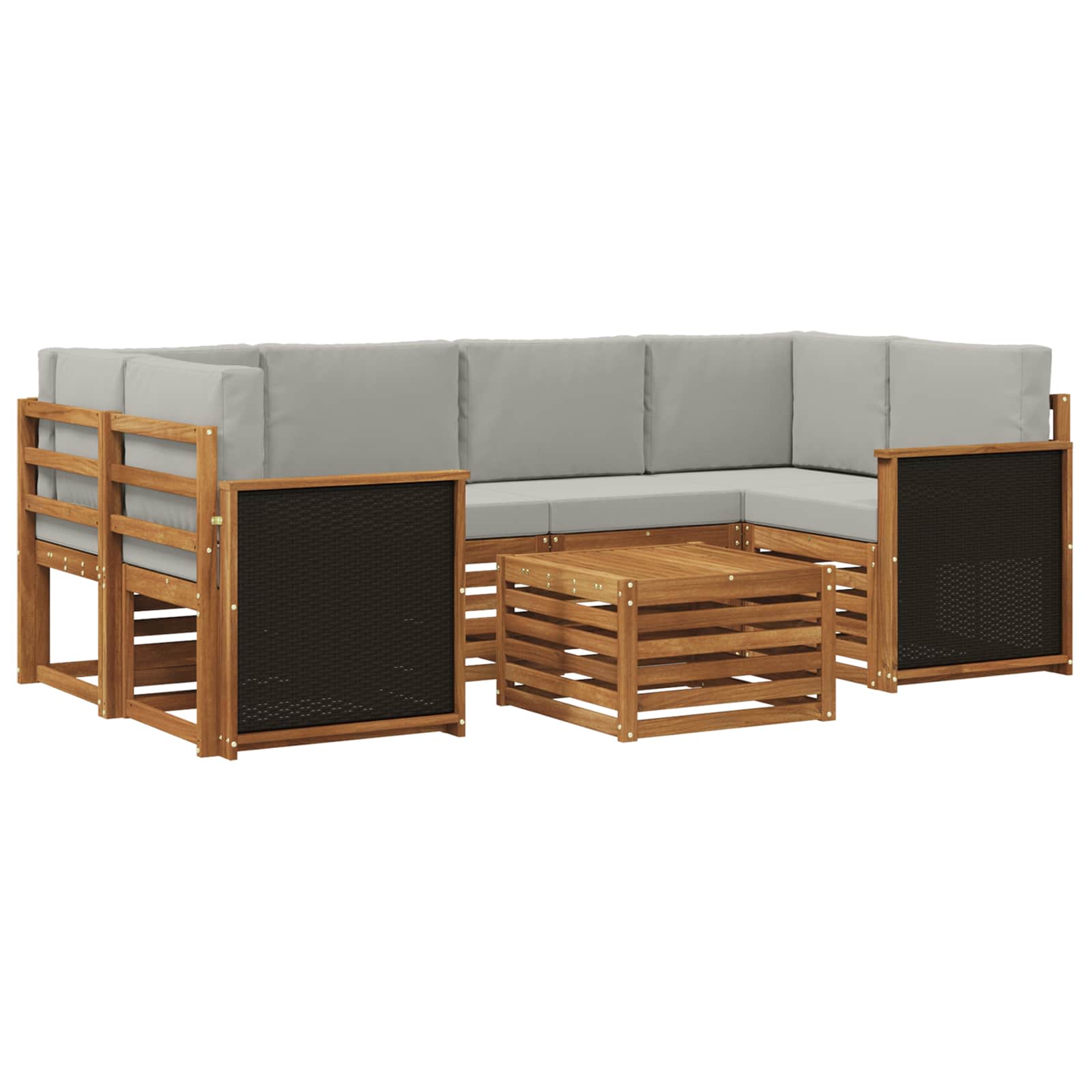 vidaXL Zestaw sof na zewnątrz z poduszką 7 pcs Naturalny i jasnoszary