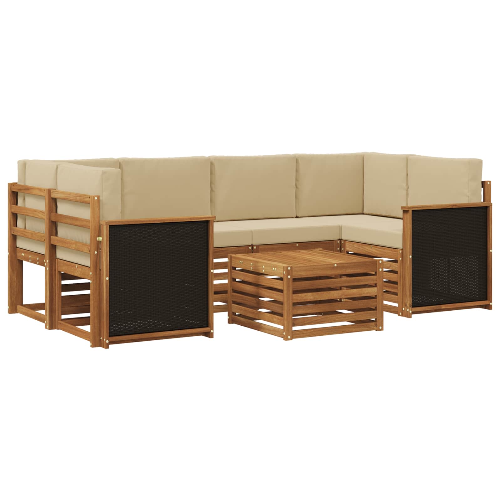 vidaXL Zestaw sof na zewnątrz z poduszką 7 pcs Naturalny i Beżowy