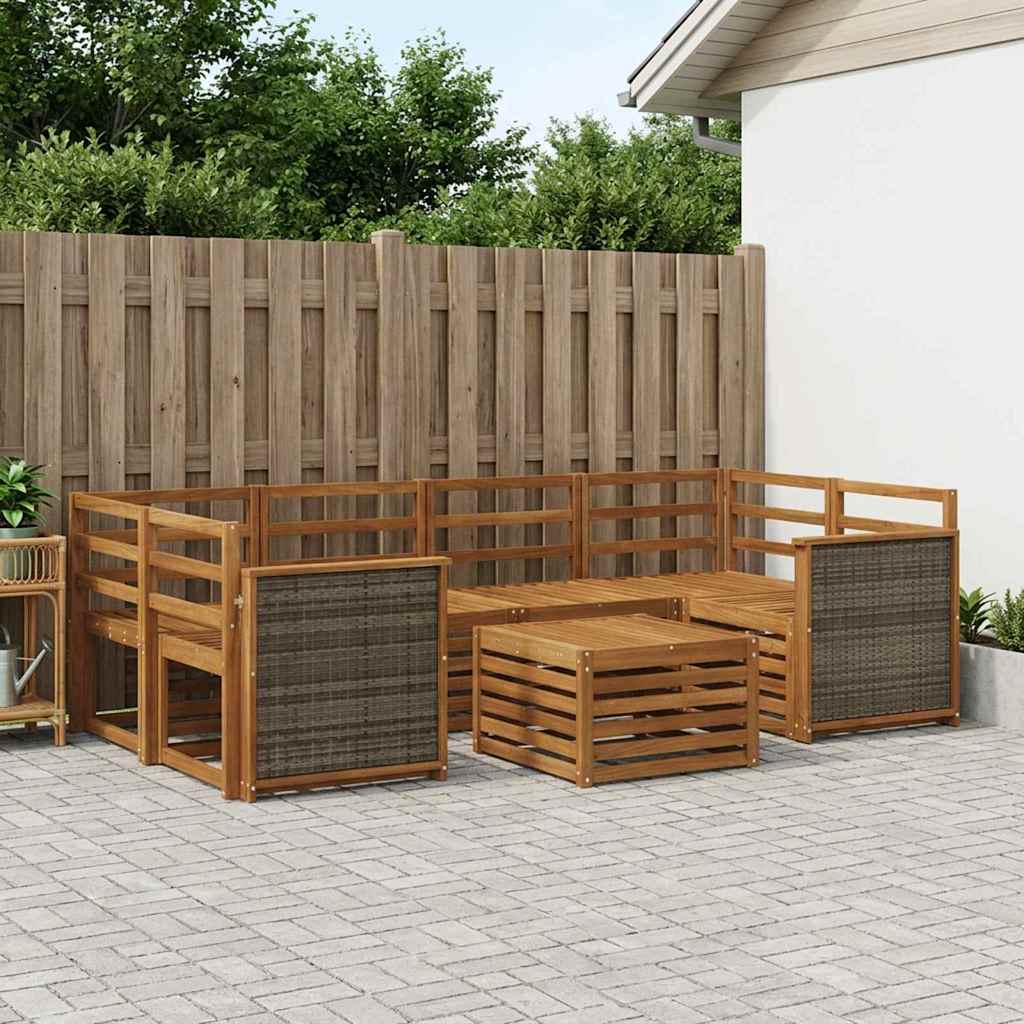vidaXL Zestaw sof na zewnątrz 7 pcs naturalny Lite Drewno Akacji