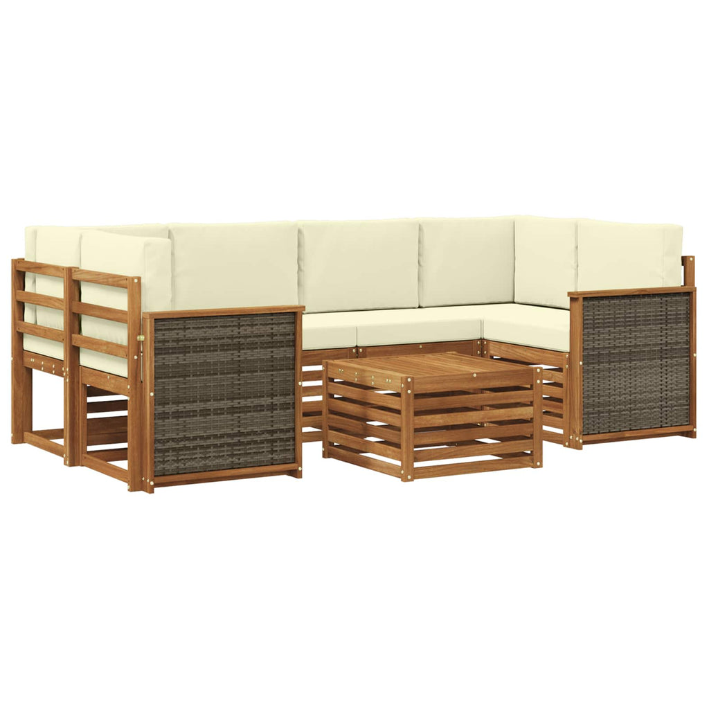 vidaXL Zestaw sof na zewnątrz z poduszką 7 pcs Naturalny i Kremowy