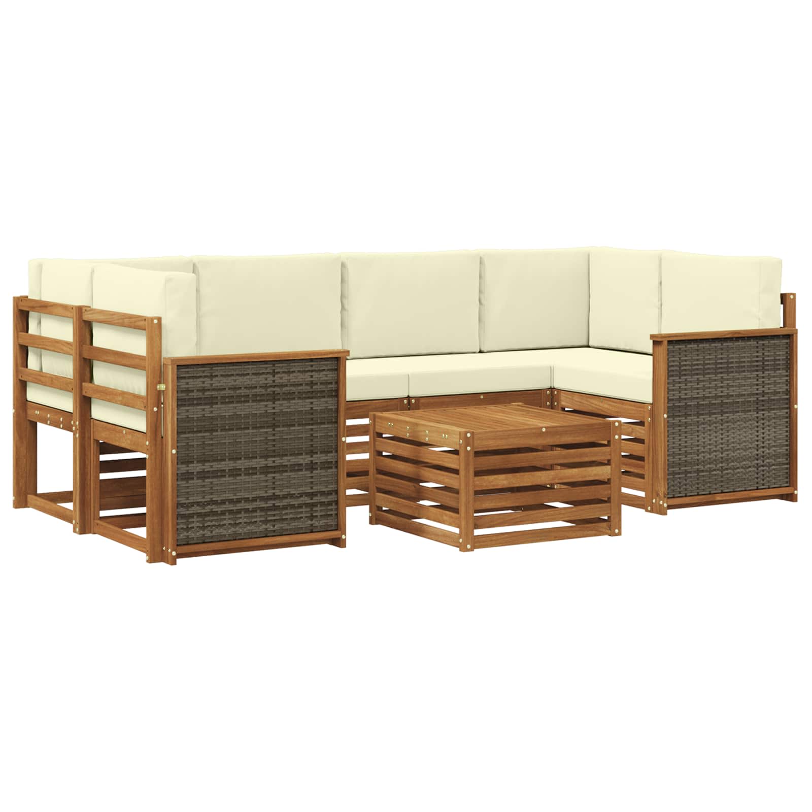 vidaXL Zestaw sof na zewnątrz z poduszką 7 pcs Naturalny i Kremowy