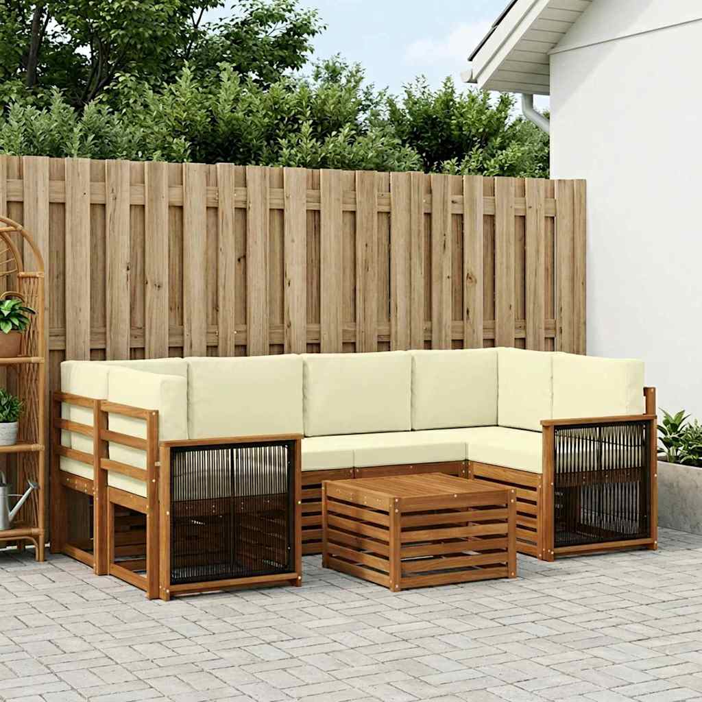 vidaXL Zestaw sof na zewnątrz z poduszką 7 pcs Naturalny i Kremowy