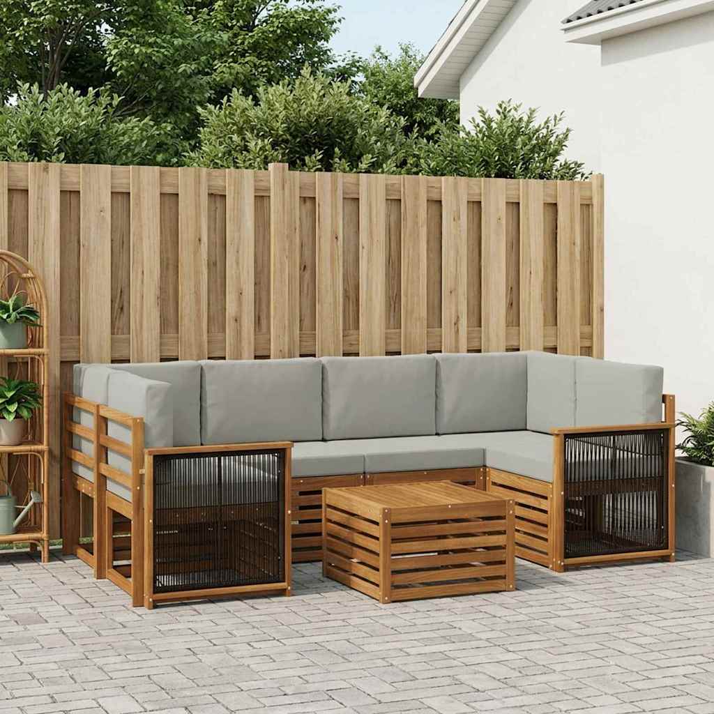 vidaXL Zestaw sof na zewnątrz z poduszką 7 pcs Naturalny i jasnoszary