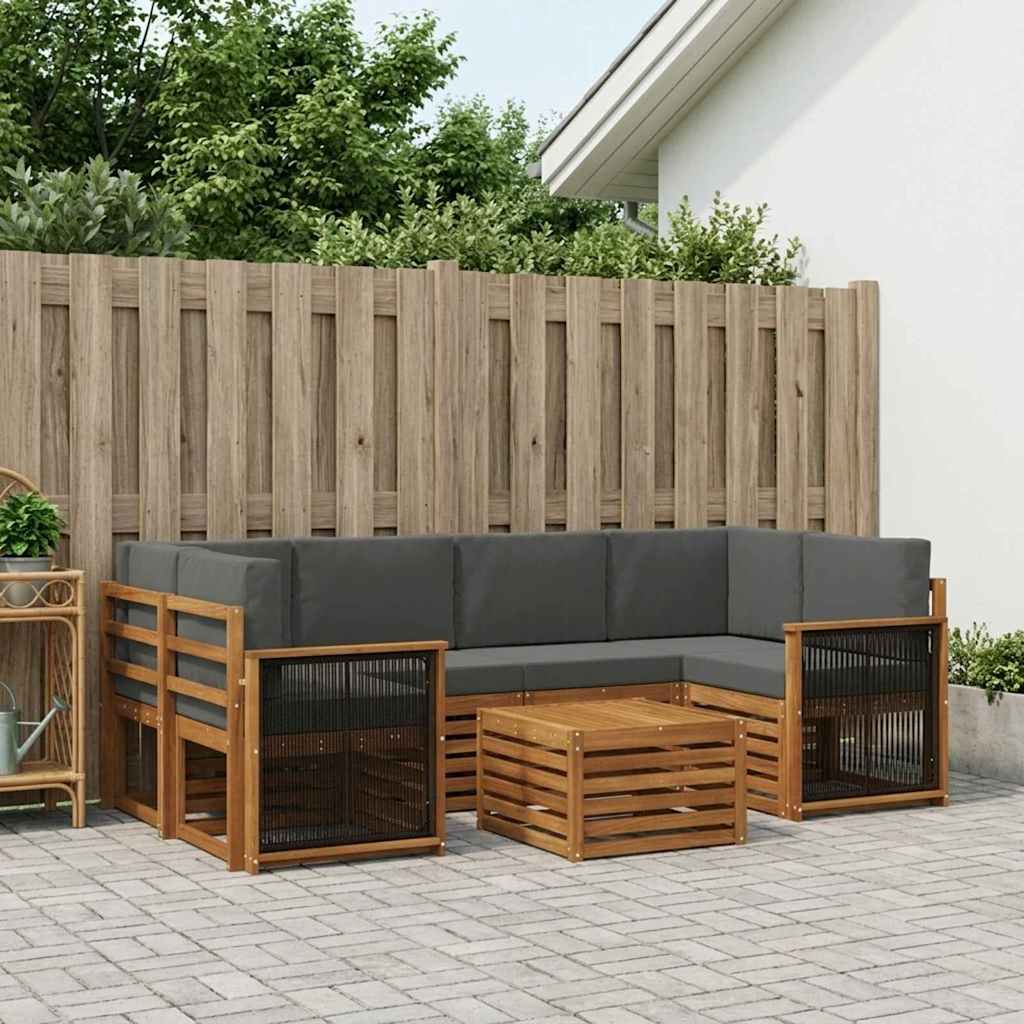 vidaXL Zestaw sof na zewnątrz z poduszką 7 pcs Naturalny i Antracytowy