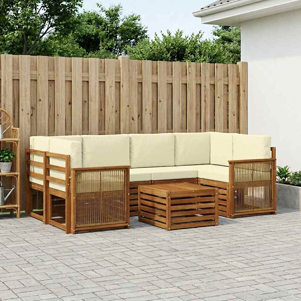 vidaXL Zestaw sof na zewnątrz 7 pcs Naturalny i Kremowy