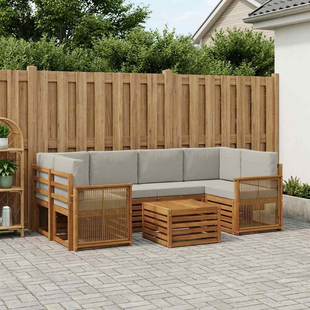 vidaXL Zestaw sof na zewnątrz z poduszką 7 pcs Naturalny i jasnoszary