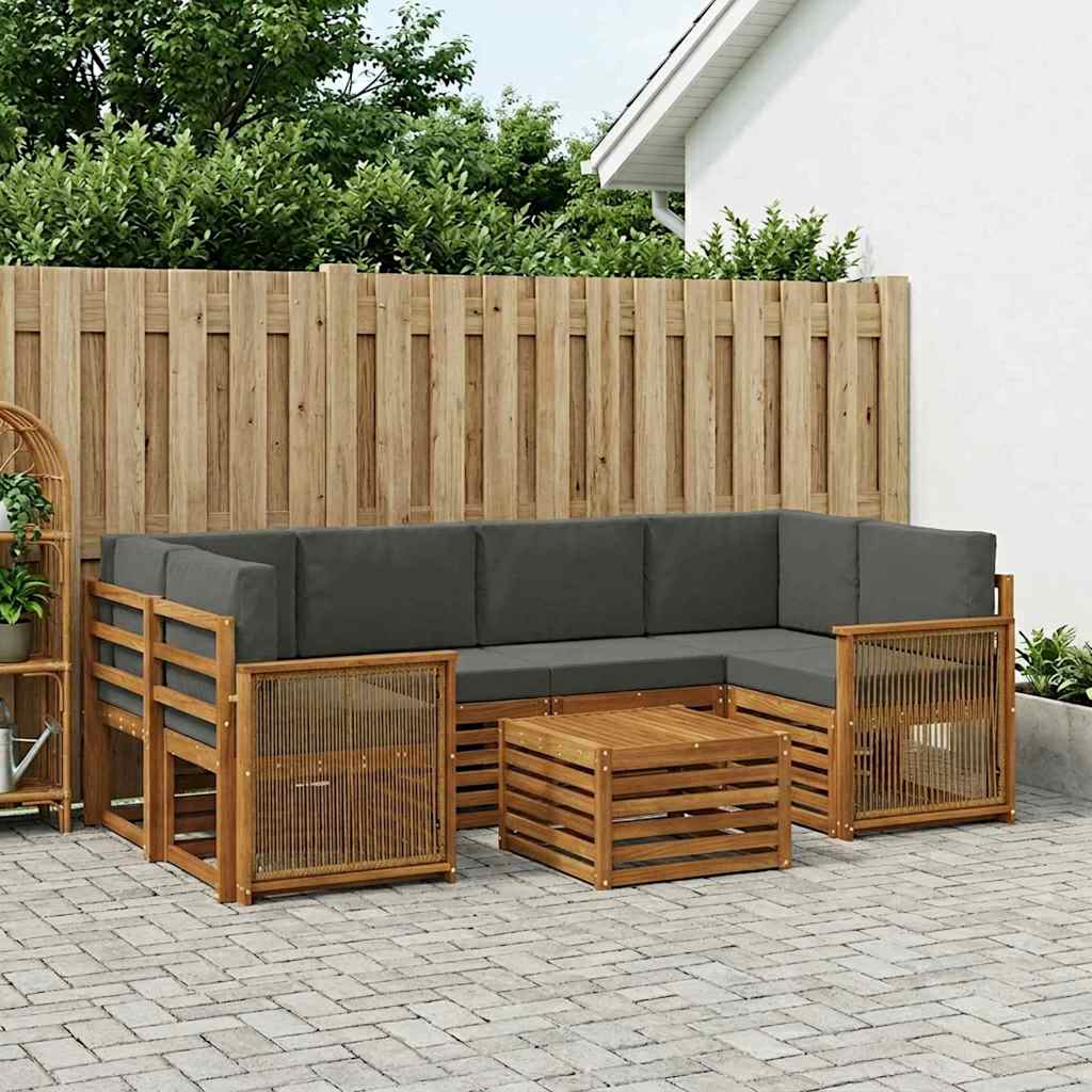 vidaXL Zestaw sof na zewnątrz z poduszką 7 pcs Naturalny i Antracytowy