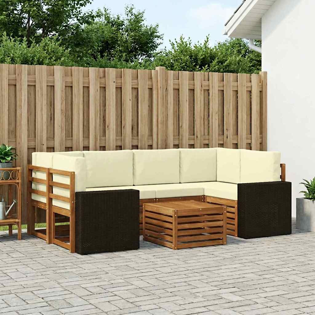 vidaXL Zestaw sof na zewnątrz z poduszką 7 pcs Naturalny i Kremowy