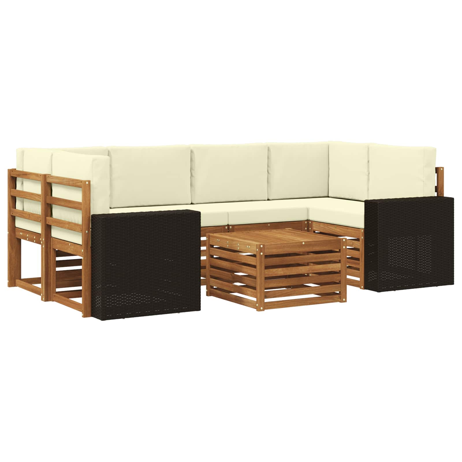 vidaXL Zestaw sof na zewnątrz z poduszką 7 pcs Naturalny i Kremowy