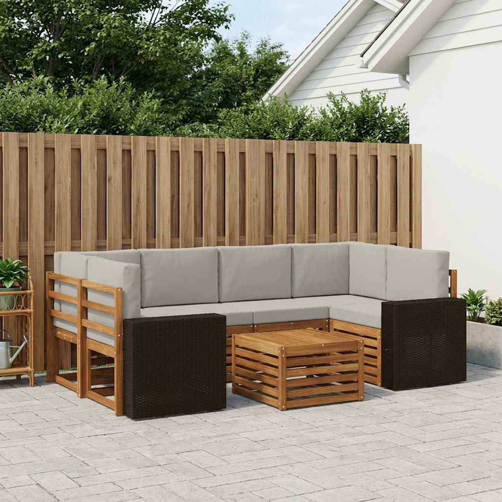 vidaXL Zestaw sof na zewnątrz z poduszką 7 pcs Naturalny i jasnoszary