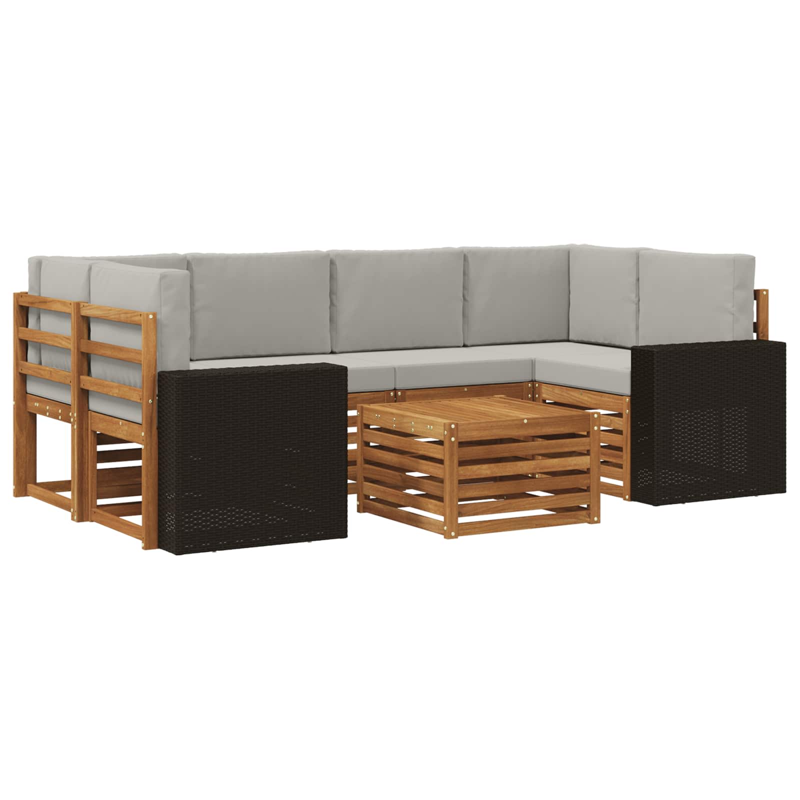 vidaXL Zestaw sof na zewnątrz z poduszką 7 pcs Naturalny i jasnoszary