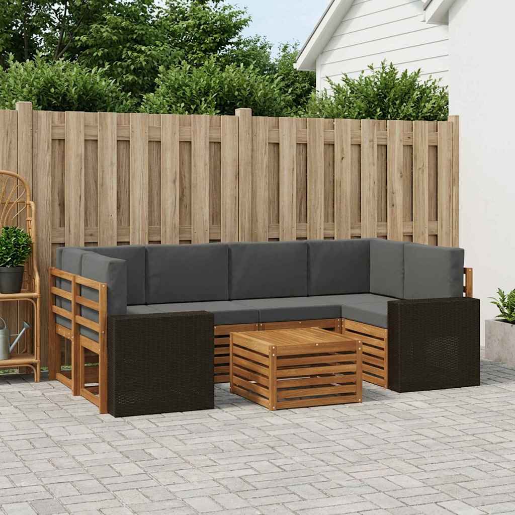 vidaXL Zestaw sof na zewnątrz z poduszką 7 pcs Naturalny i Antracytowy