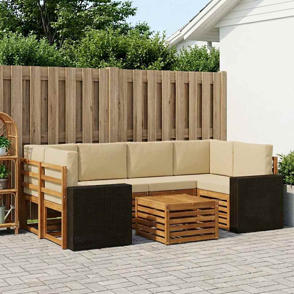 vidaXL Zestaw sof na zewnątrz z poduszką 7 pcs Naturalny i Beżowy