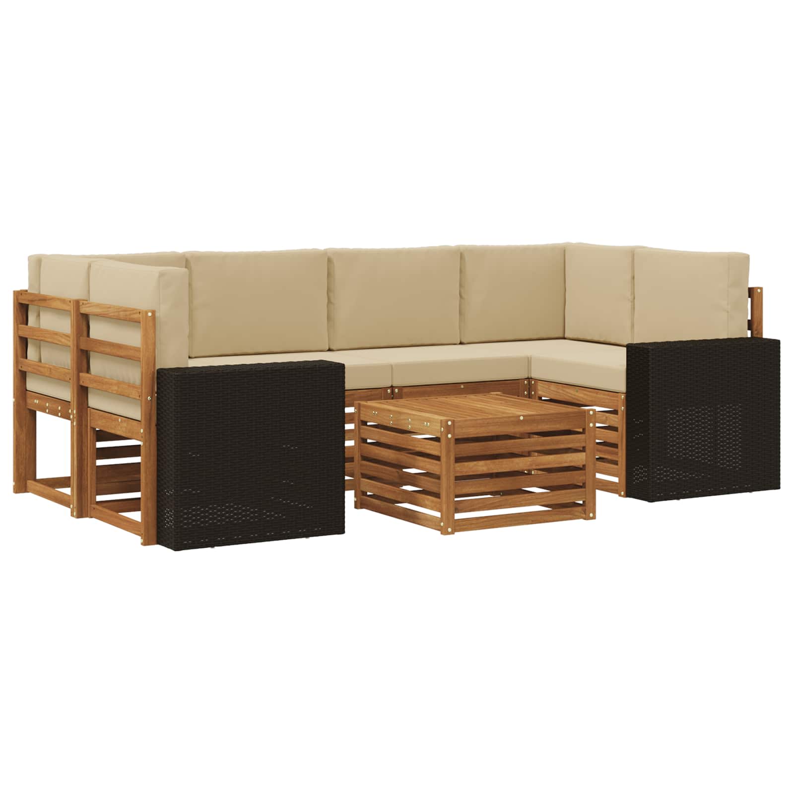 vidaXL Zestaw sof na zewnątrz z poduszką 7 pcs Naturalny i Beżowy
