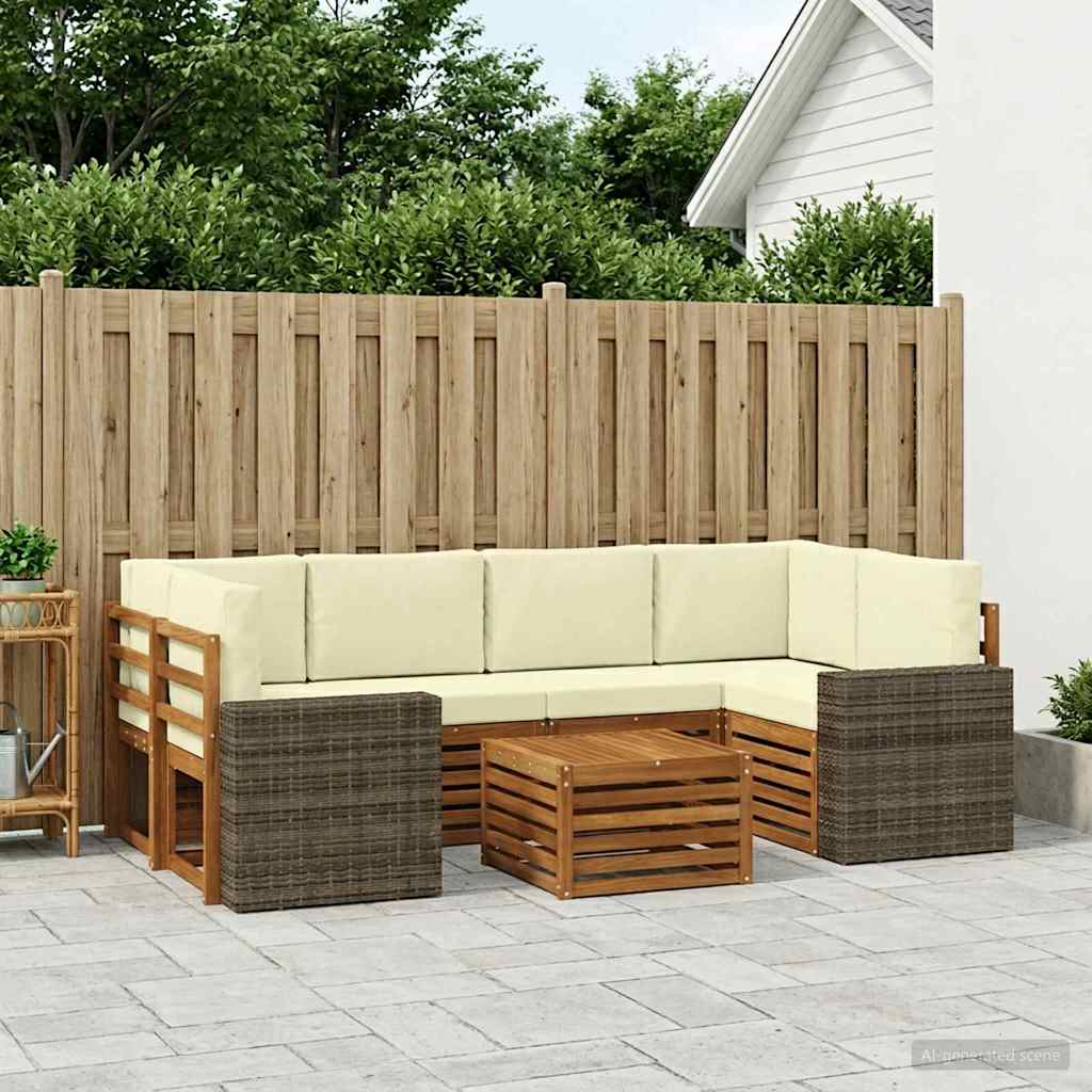 vidaXL Zestaw sof na zewnątrz z poduszką 7 pcs Naturalny i Kremowy