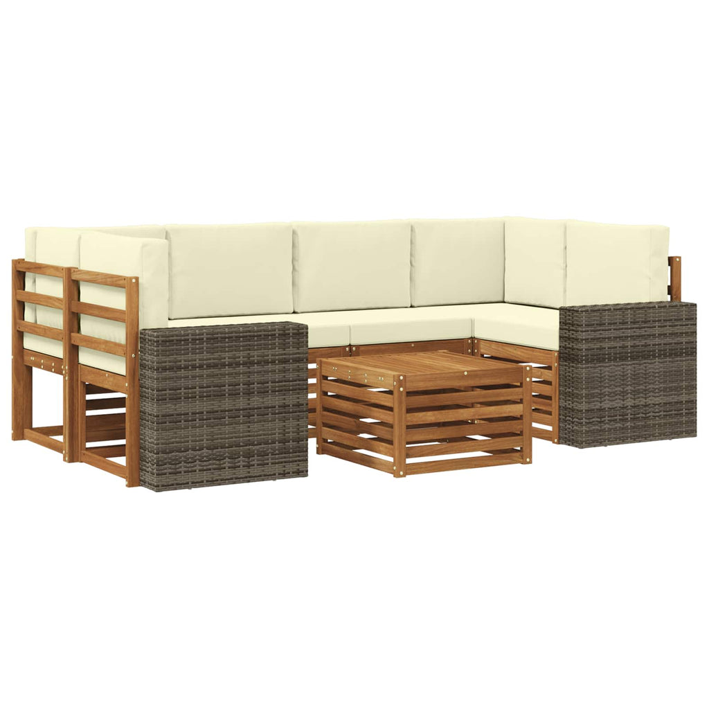 vidaXL Zestaw sof na zewnątrz z poduszką 7 pcs Naturalny i Kremowy