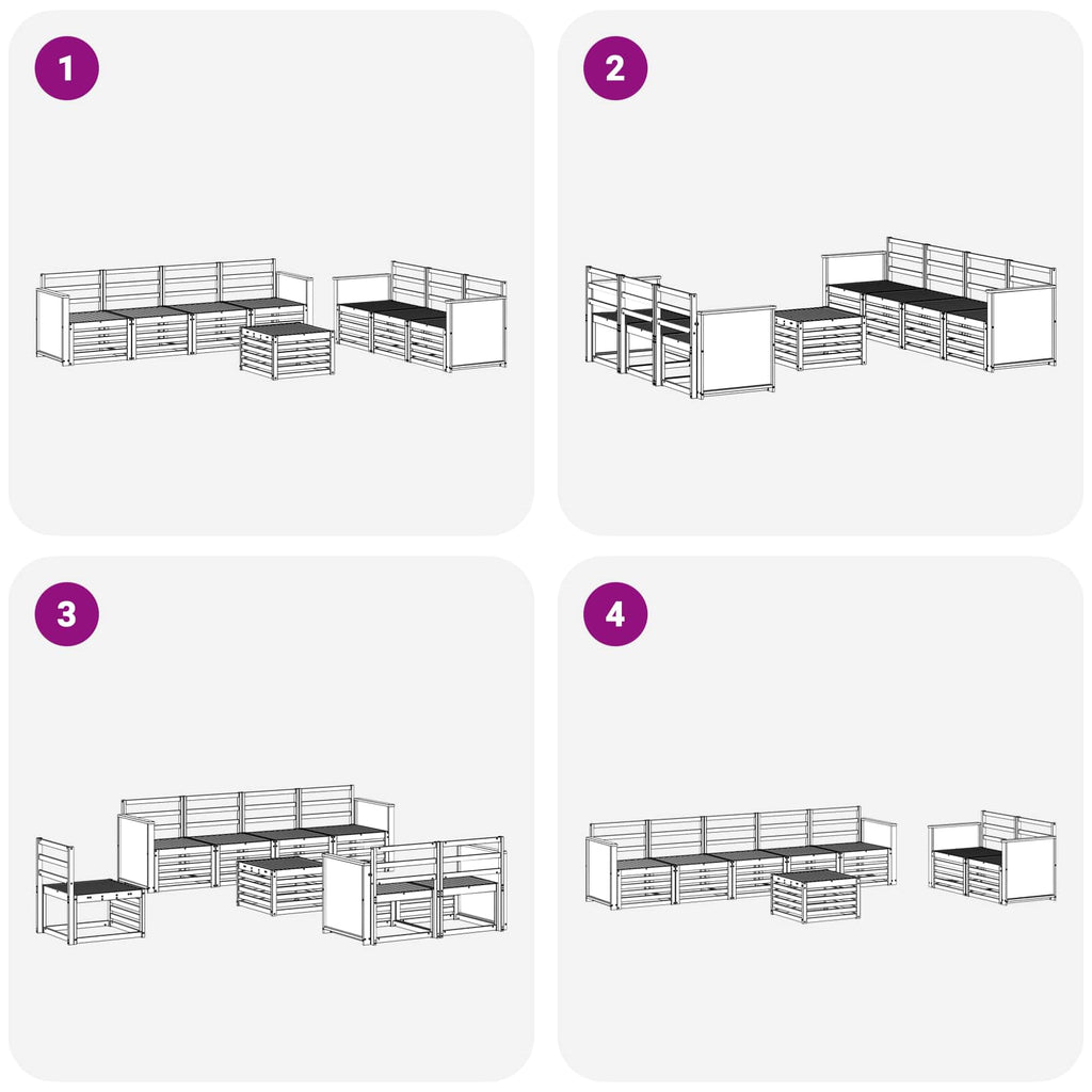 vidaXL Zestawy sof 8 pcs Lite Drewno Akacji