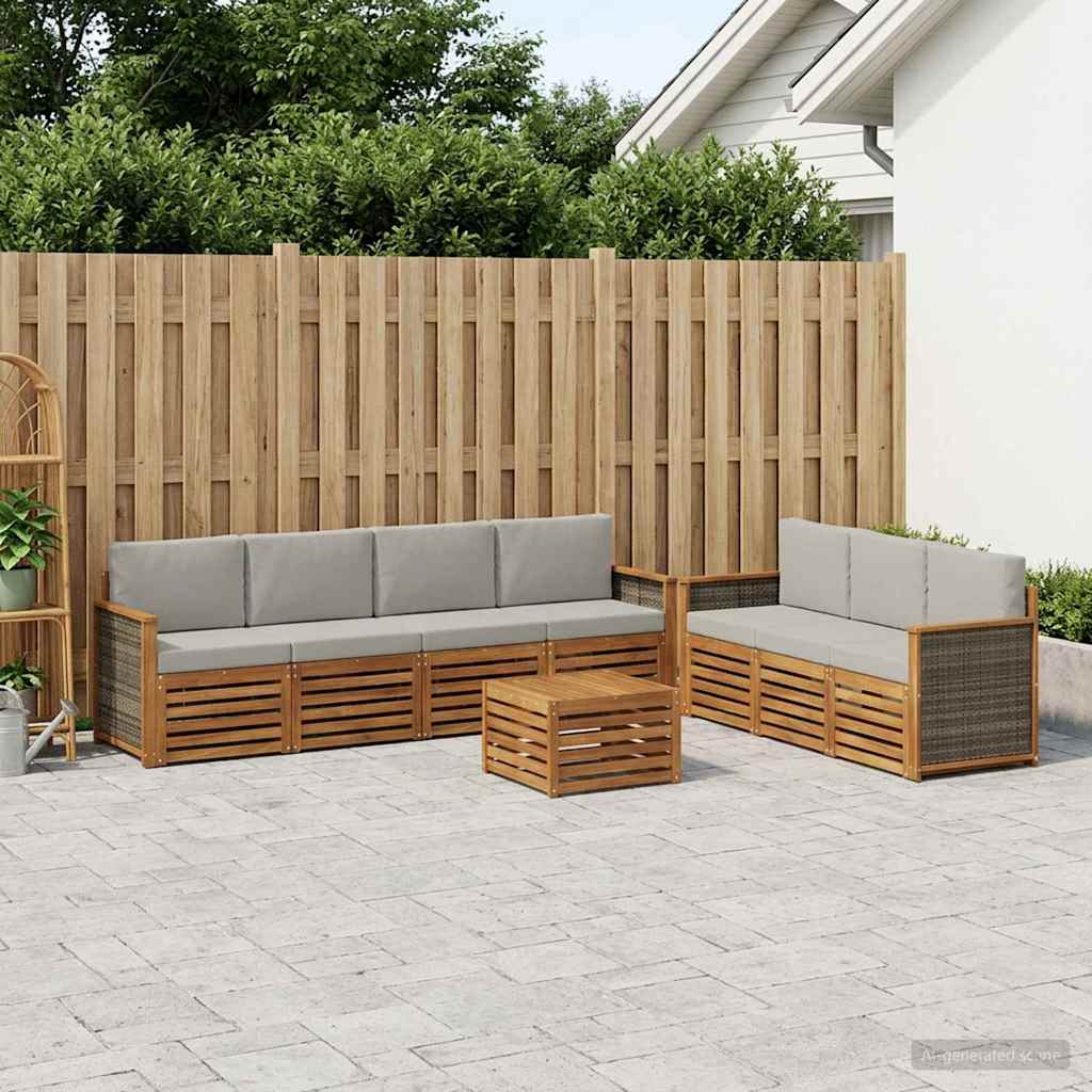 vidaXL Zestawy sof z poduszką 8 pcs Lite Drewno Akacji