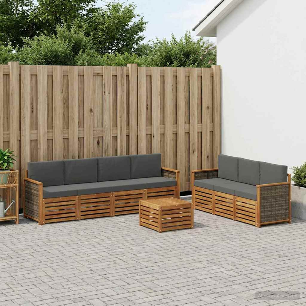 vidaXL Zestawy sof z poduszką 8 pcs Lite Drewno Akacji