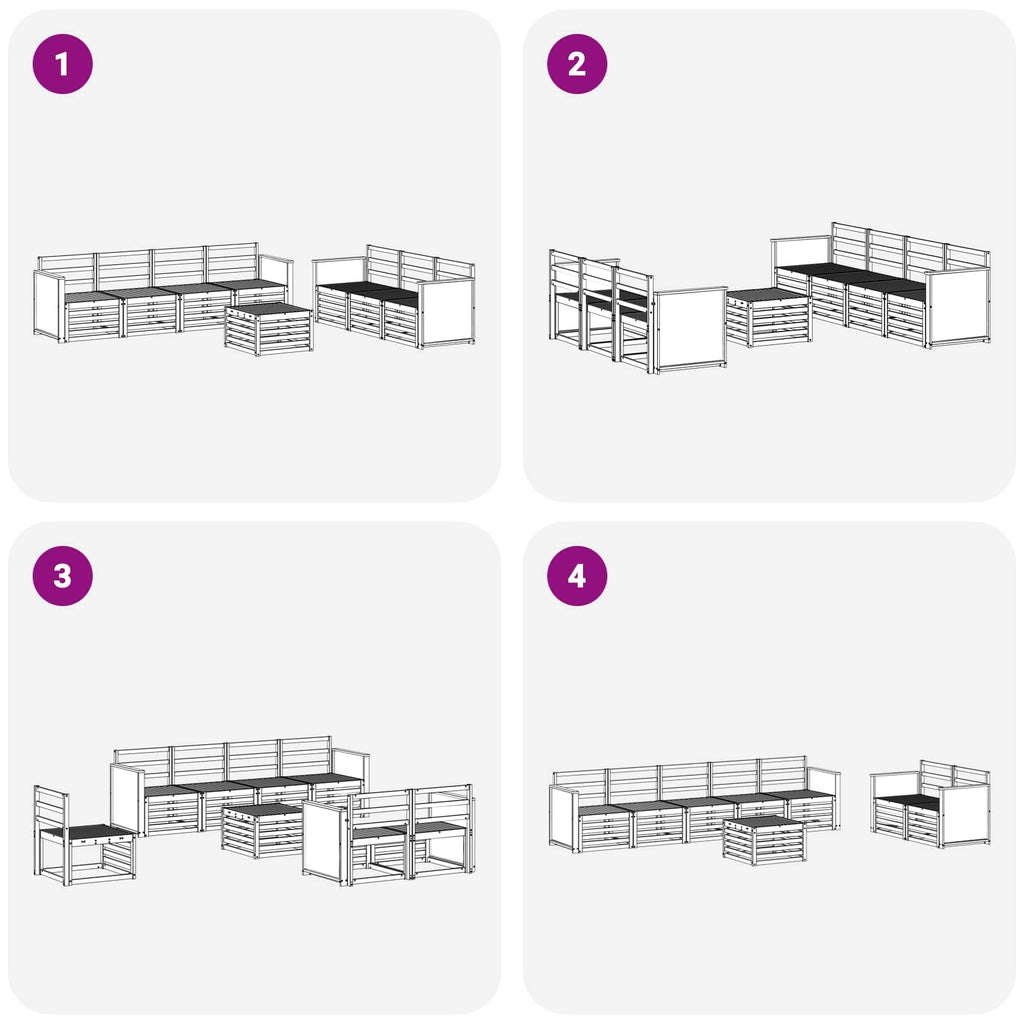 vidaXL Zestawy sof 8 pcs Lite Drewno Akacji