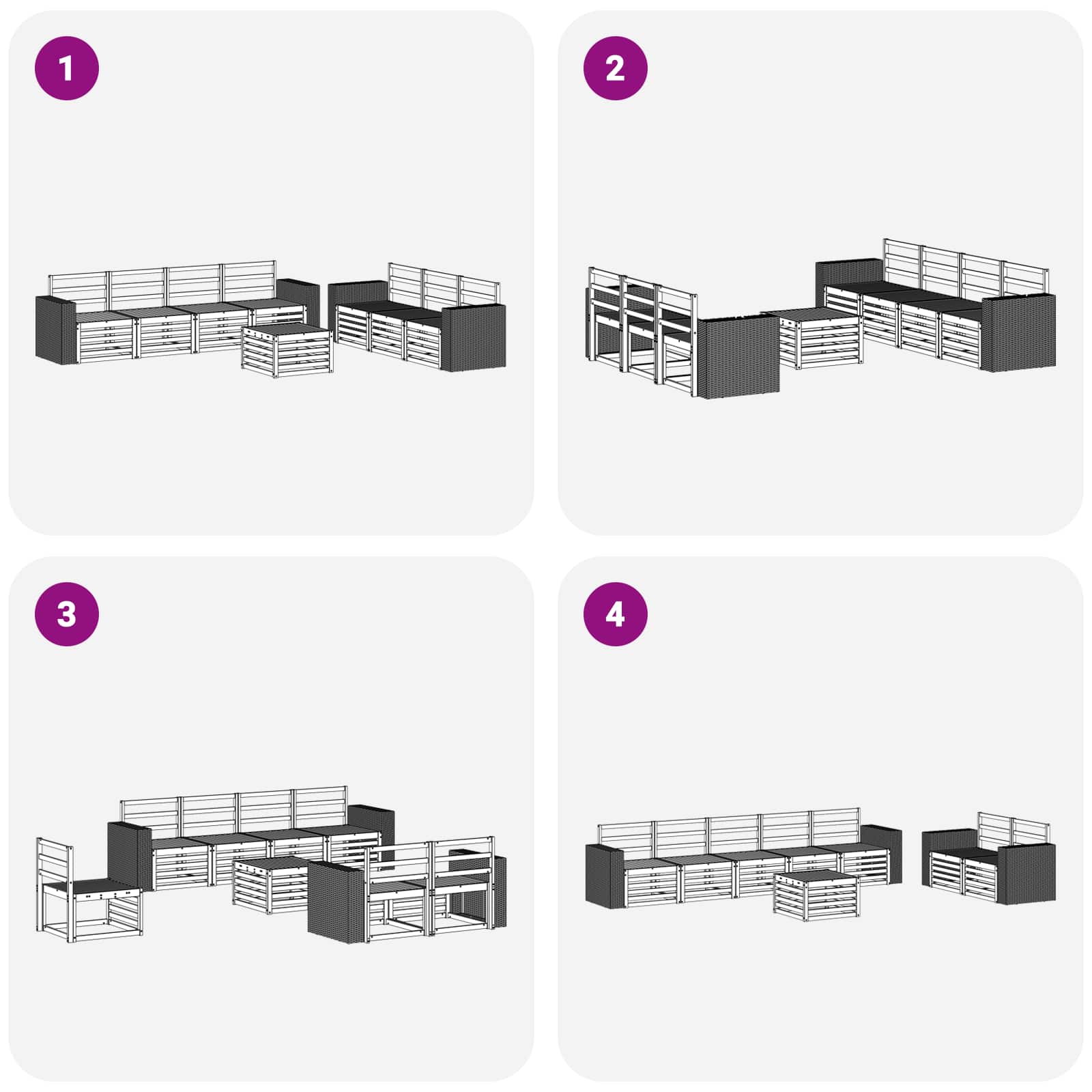 vidaXL Zestawy sof 8 pcs Lite Drewno Akacji
