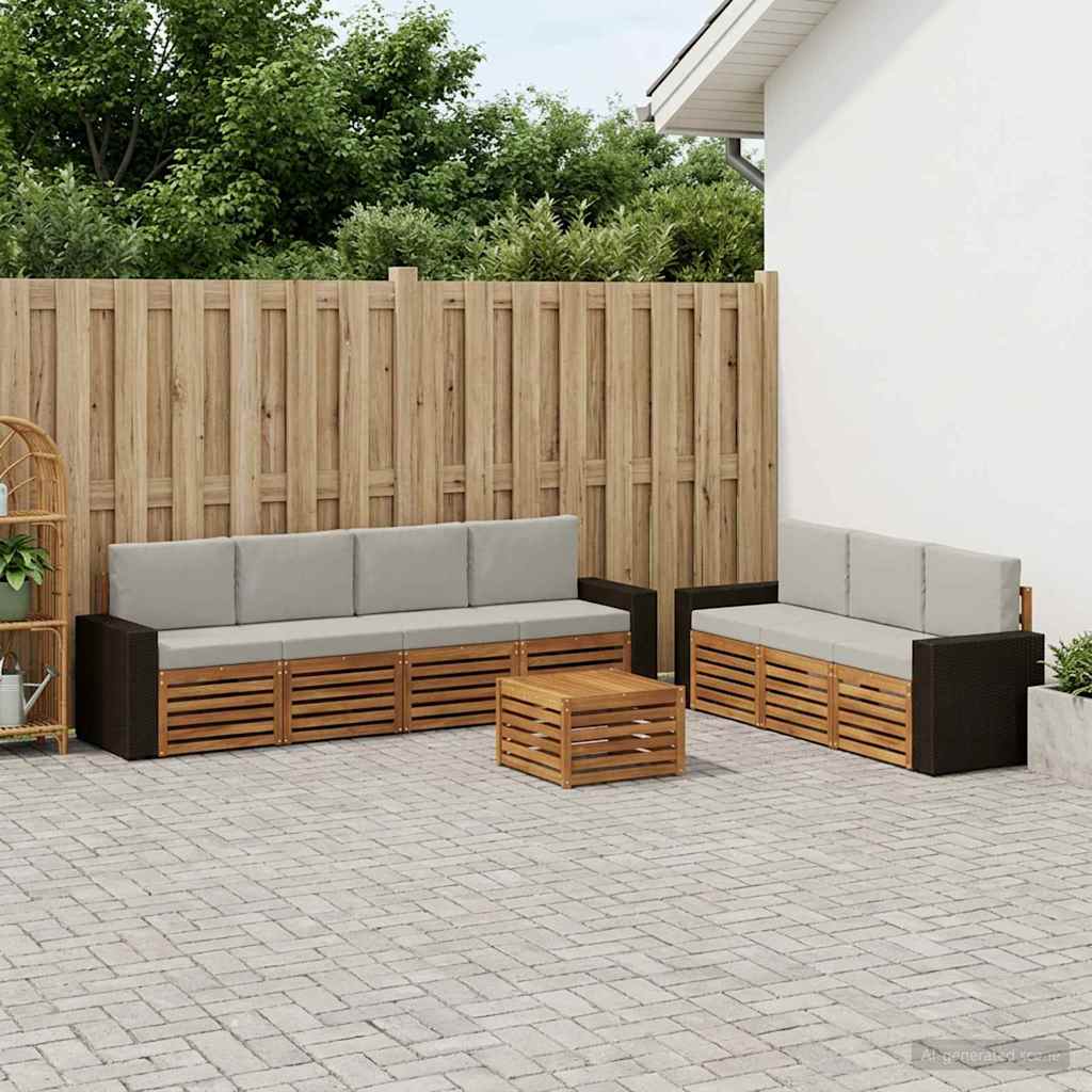 vidaXL Zestawy sof z poduszką 8 pcs Lite Drewno Akacji