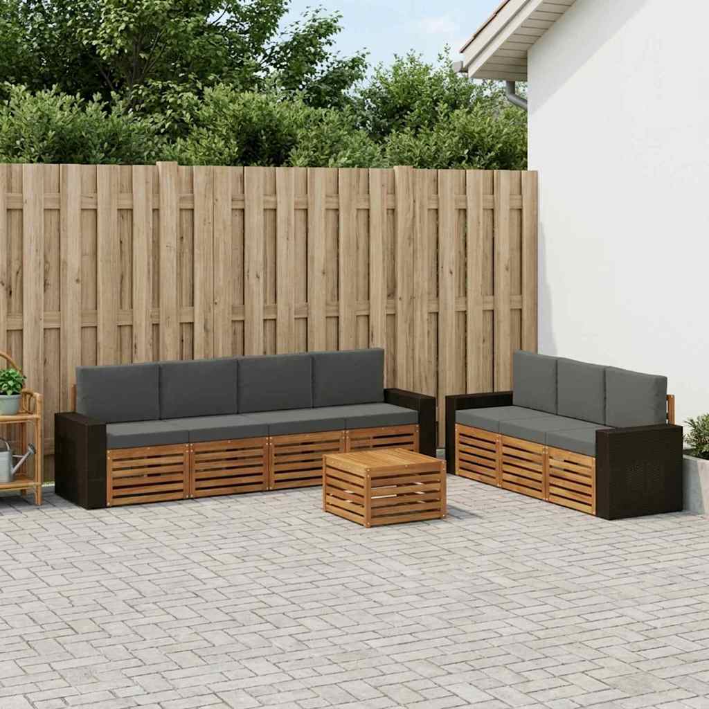 vidaXL Zestawy sof z poduszką 8 pcs Lite Drewno Akacji