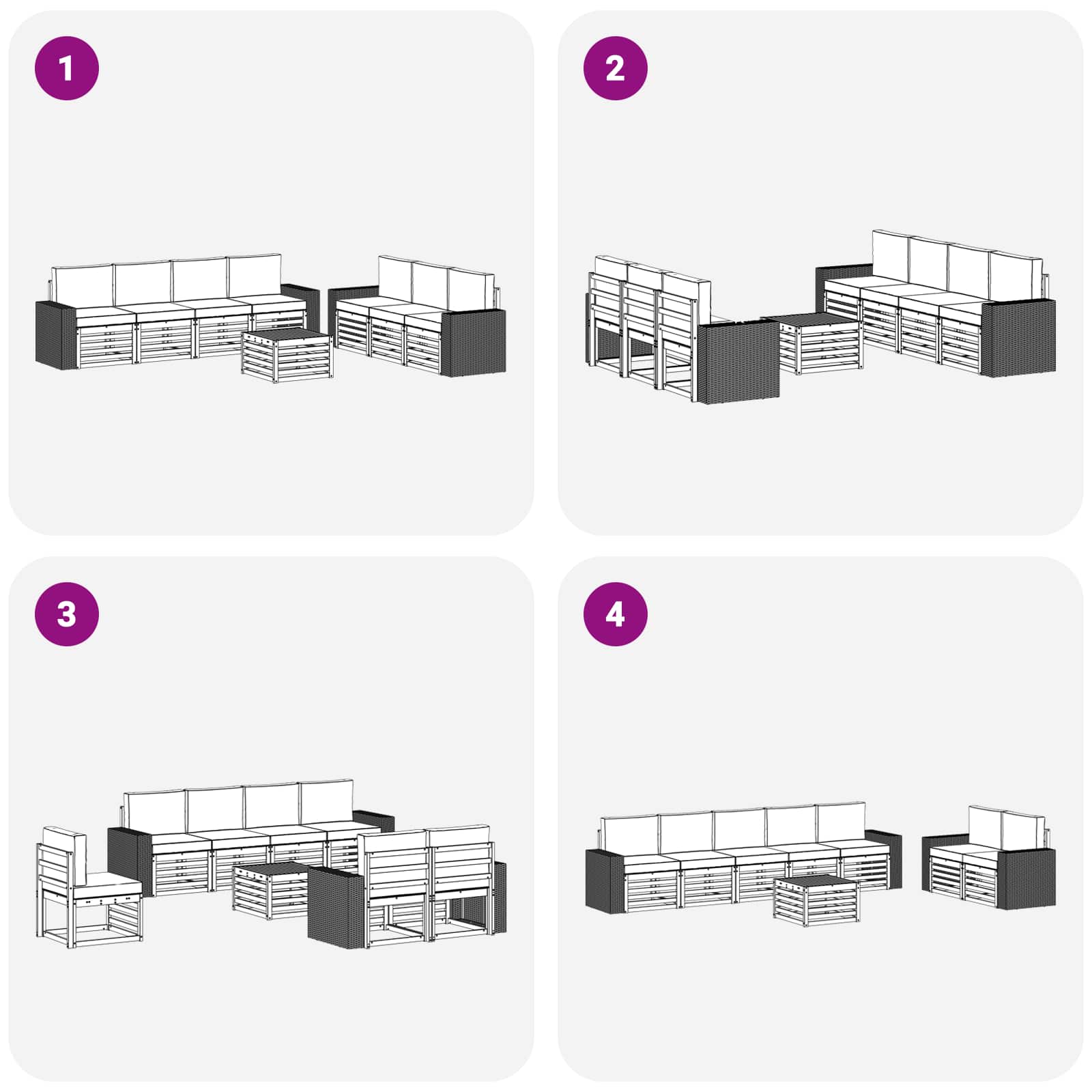 vidaXL Zestawy sof z poduszką 8 pcs Lite Drewno Akacji